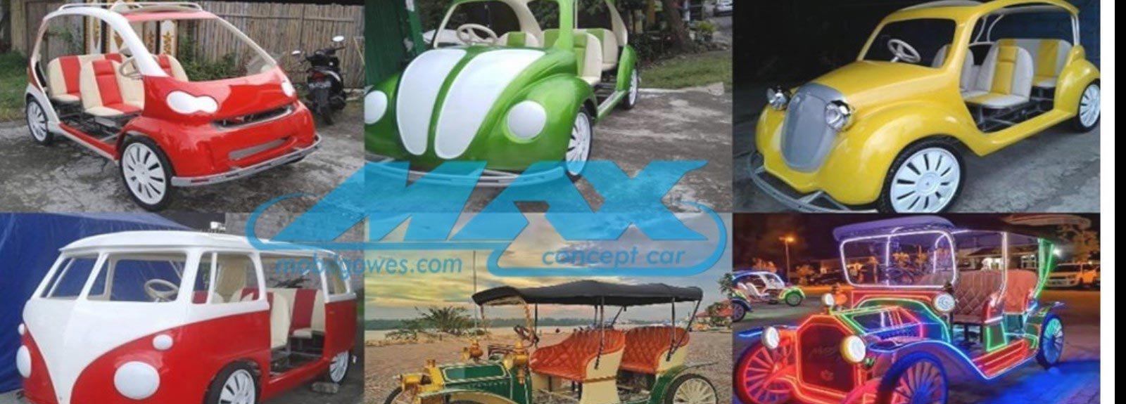 Kumpulan Desain Mobil Gowes Custom dari MAX Concept Car Jogja – Model VW, Retro, Beetle, dan Royal Series Neon Light untuk Wisata dan Hiburan Keluarga
